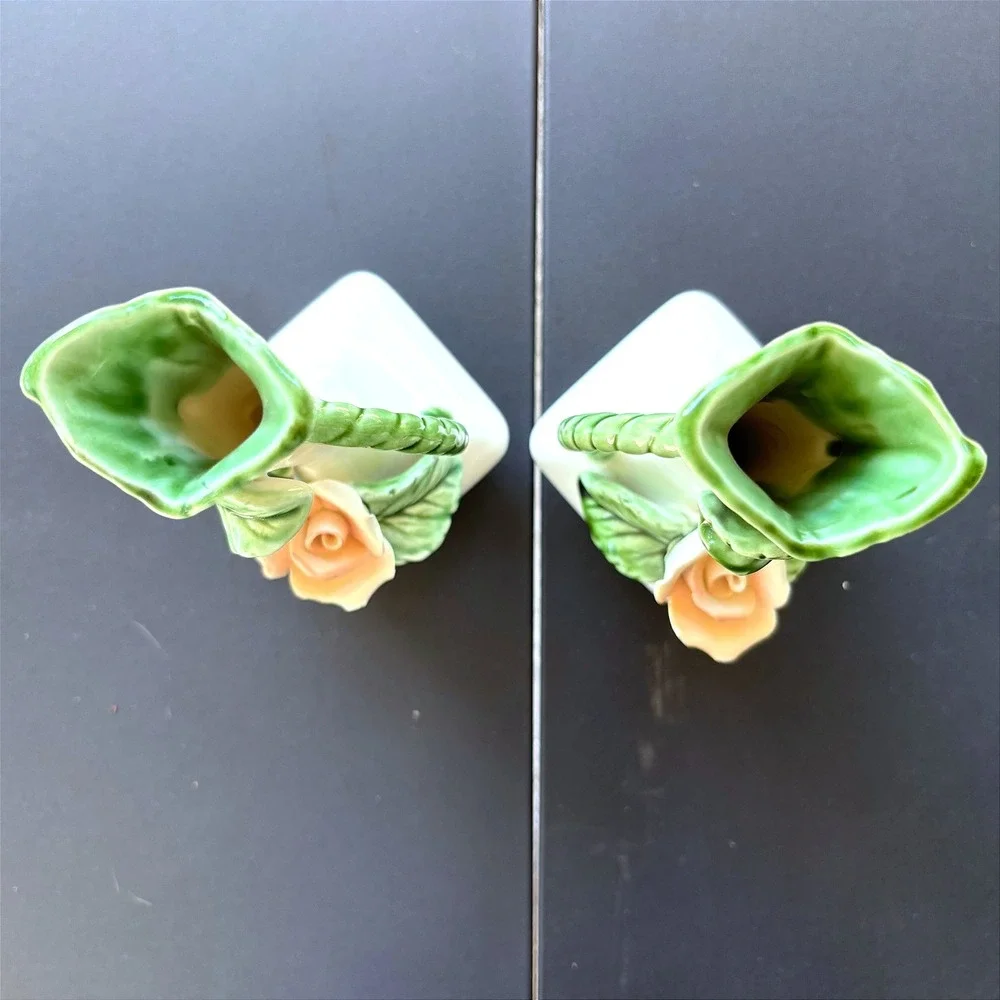 Vintage Enesco Ceramic Bud Vases Set of 2 Japan